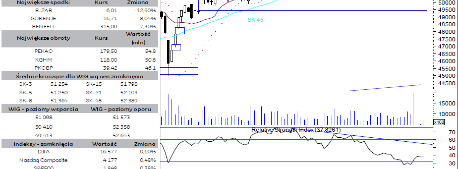 Raport rynek akcji: WIG